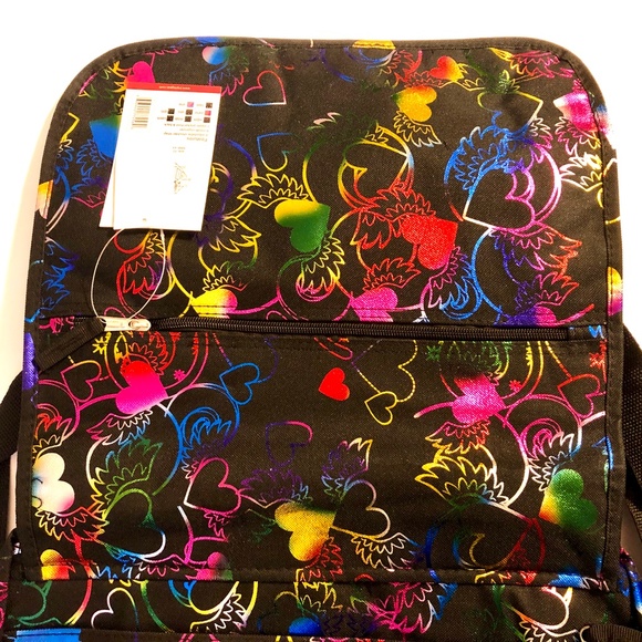 NWT Triple Gear metallic multicolor crossbody messenger bag hearts with wings - Picture 7 of 11
